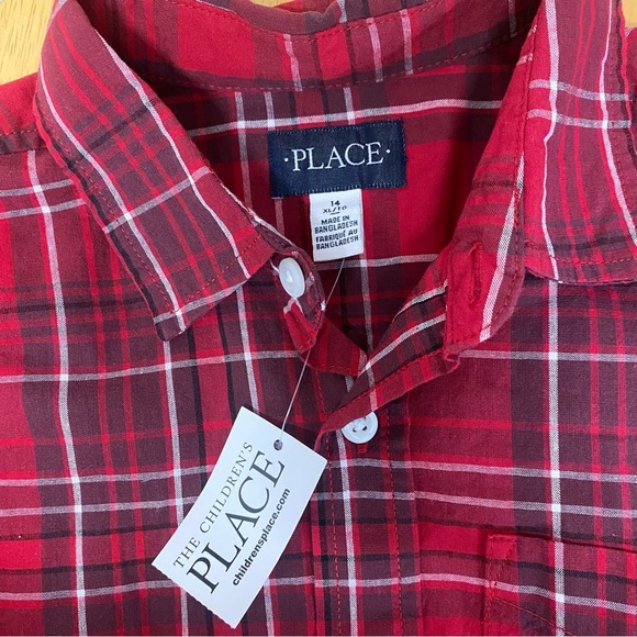 Children’s Place Youth Boys Size 14 Red Collared Button Up Shirt - Picture 6 of 6